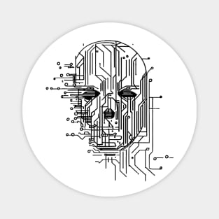 Retro Futuristic Sci-fi Microchip Portrait Magnet